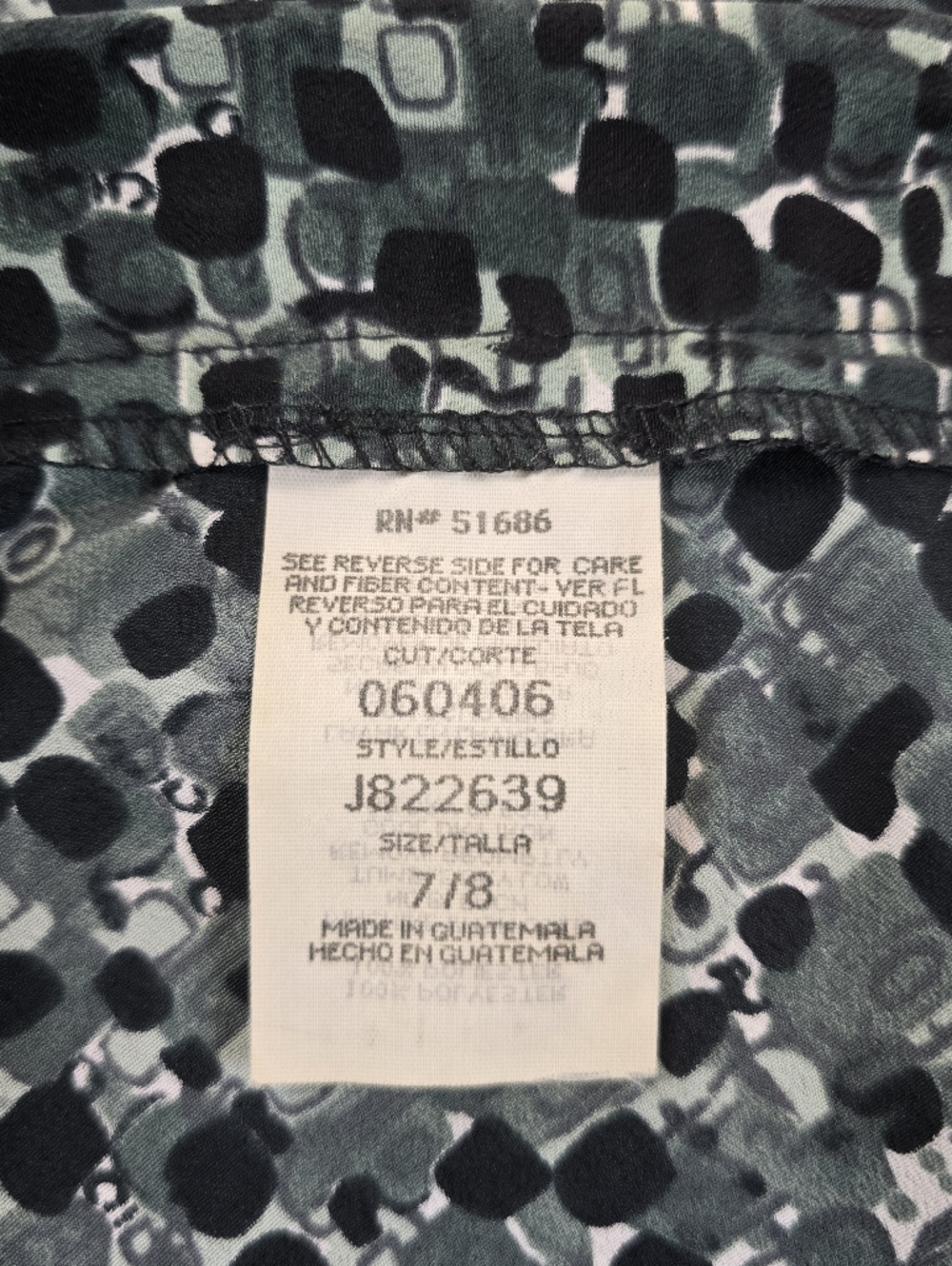 Geometric Abstract Print A-Line Mini Skirt Green Black Size 7/8 Vintage - Picture 6 of 6